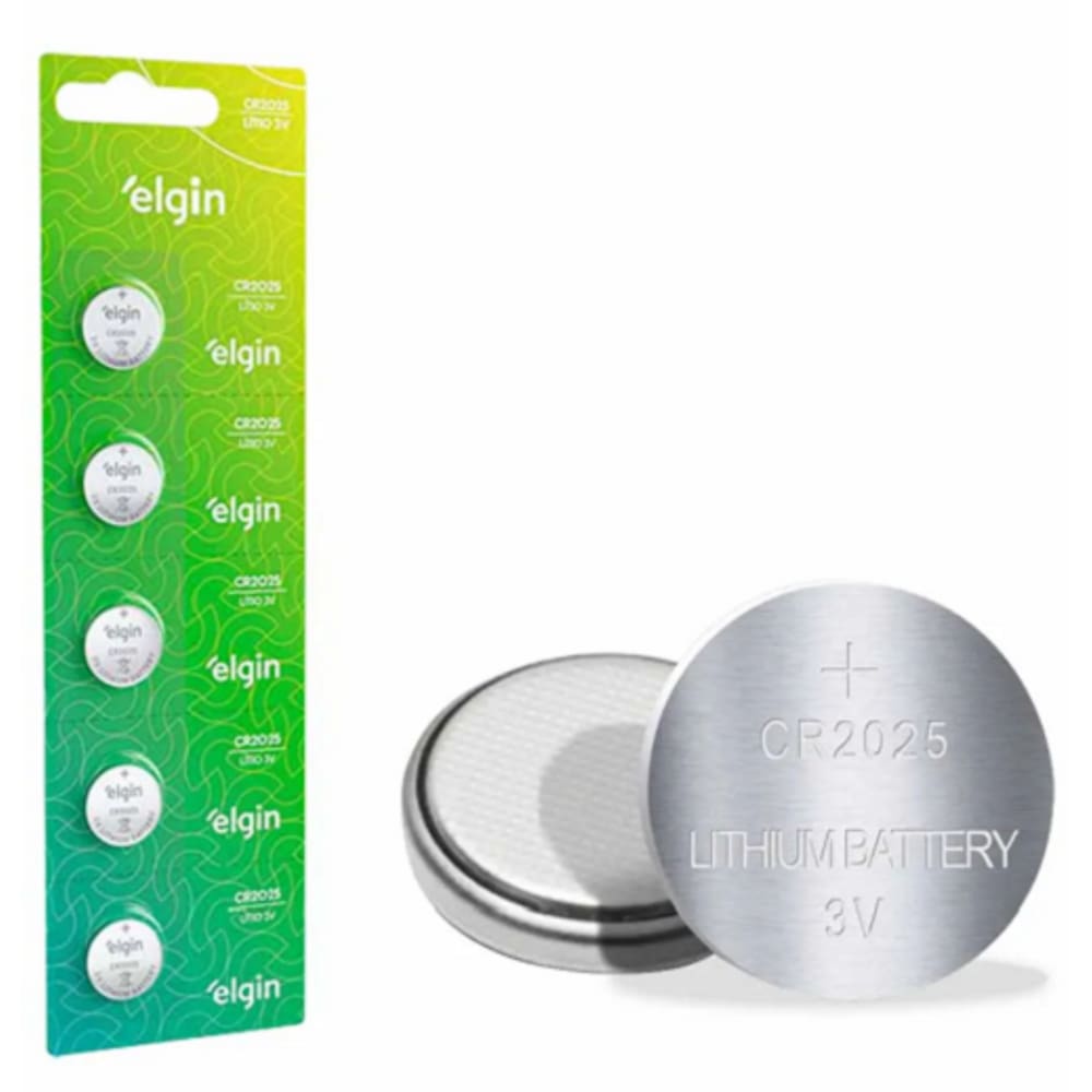 Pilhas Cr2025 Elgin 3v - Cartela Com 5 Unidades