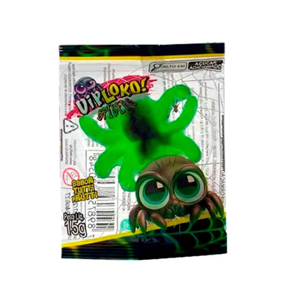 Bala de Gelatina Diploko Spiders Sabor Tutti Frutti Cores 15g