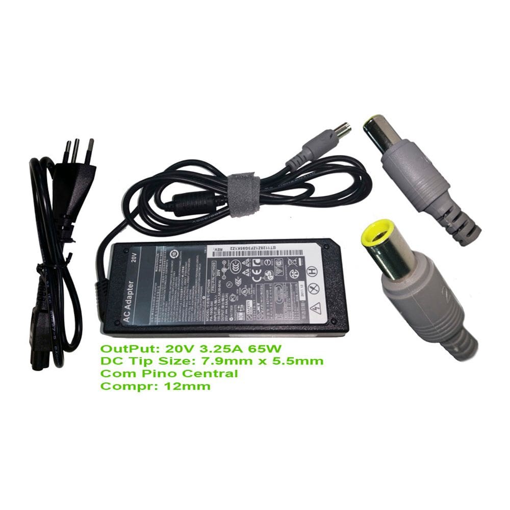 Fonte Carregador NBC Compativel Para Notebook Lenovo 20 Volt X 3,25 Amp 65 watts - Ib1510