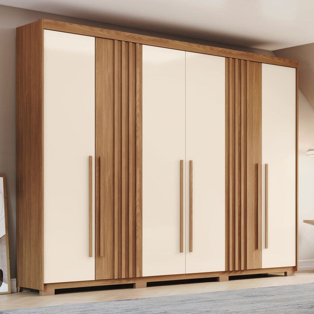 Guarda-roupa Casal 6 Portas 4 Gavetas Nathaniel Espresso Móveis Marrom/Off White