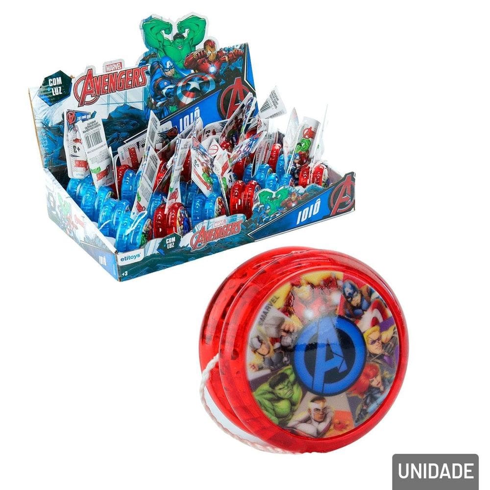 Ioiô de Plástico 5,5cm com LUZ Avengers Color - Tudo em Caixa