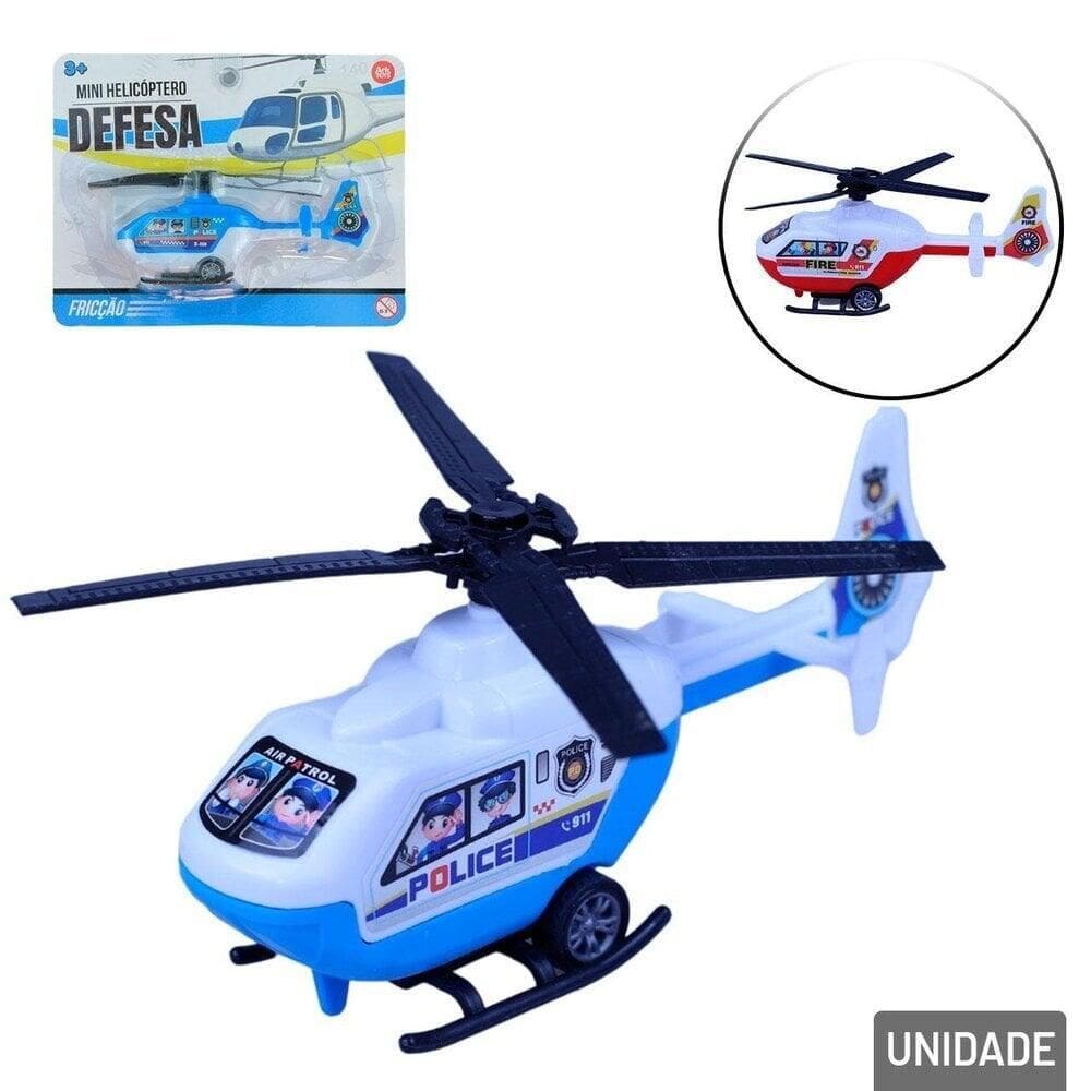 Helicóptero de Plástico Movido à Fricção - Tudo em Caixa