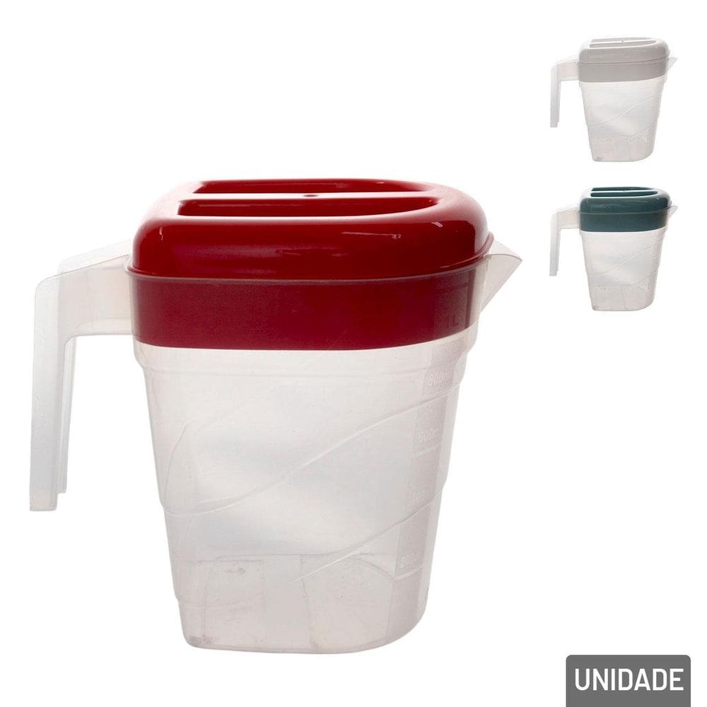 Jarra de Plástico 1,2L com Tampa Color - Tudo em Caixa