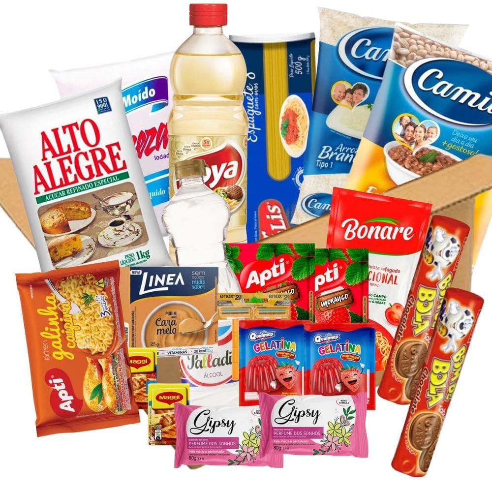 Cesta Básica Completa Alimentos E Higiene 22 Itens Doação