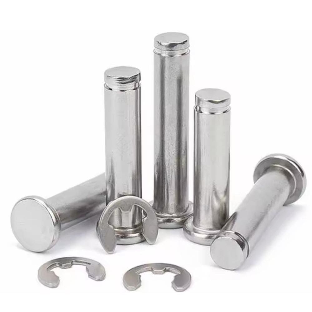 5 Pino Passador Cabeça Plana M6 100Mm Anel Eixo Circlip Inox