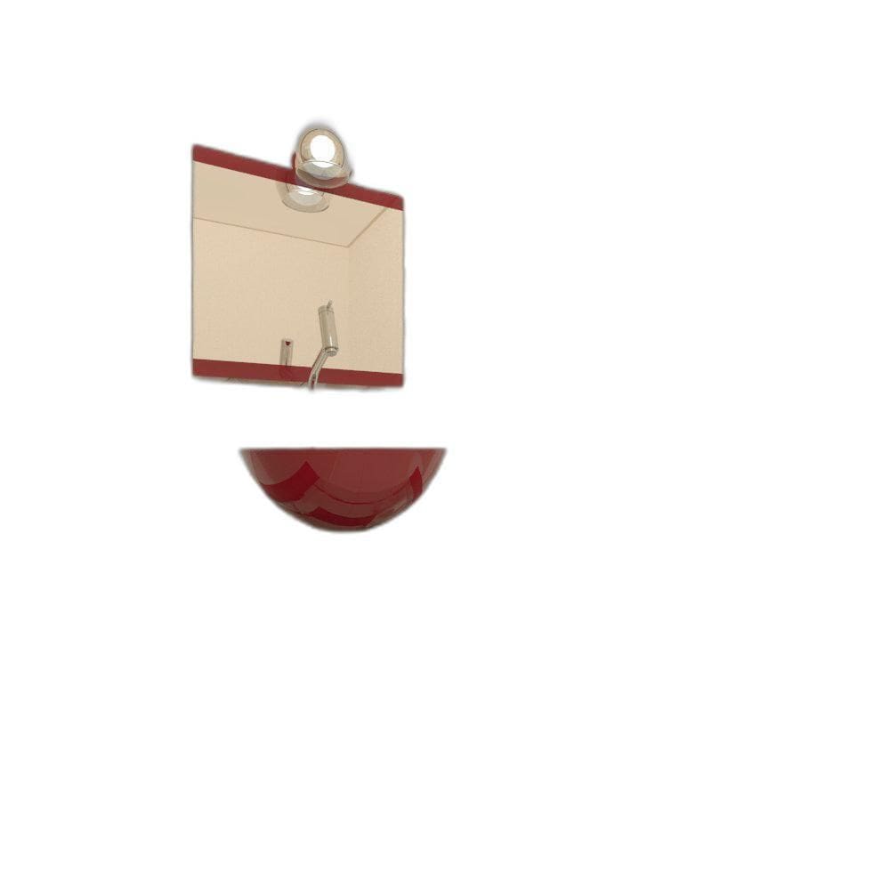 Gabinete Vidro Banheiro 40Cm Inox Vermelho Cereja + Torneira