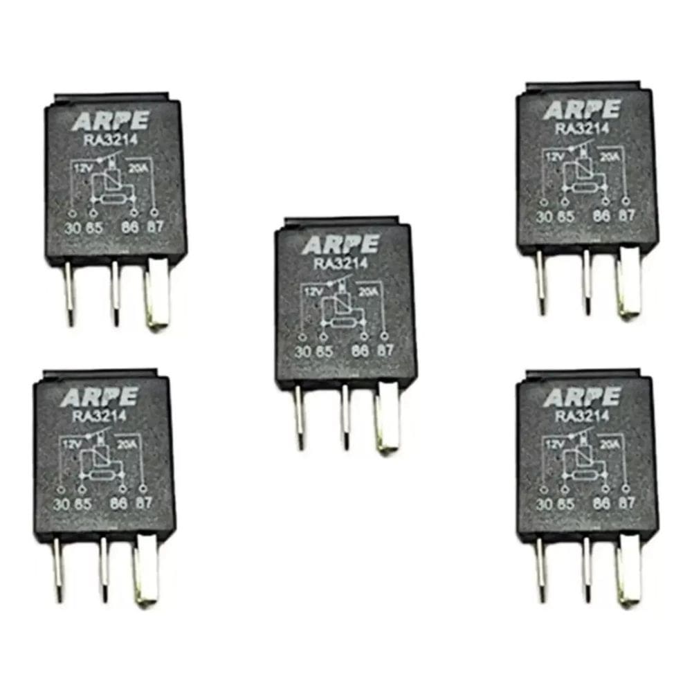 Relé Auxiliar Mini 12V 20A 4 Term Fiat Ford Gm Vw - 5 Pçs