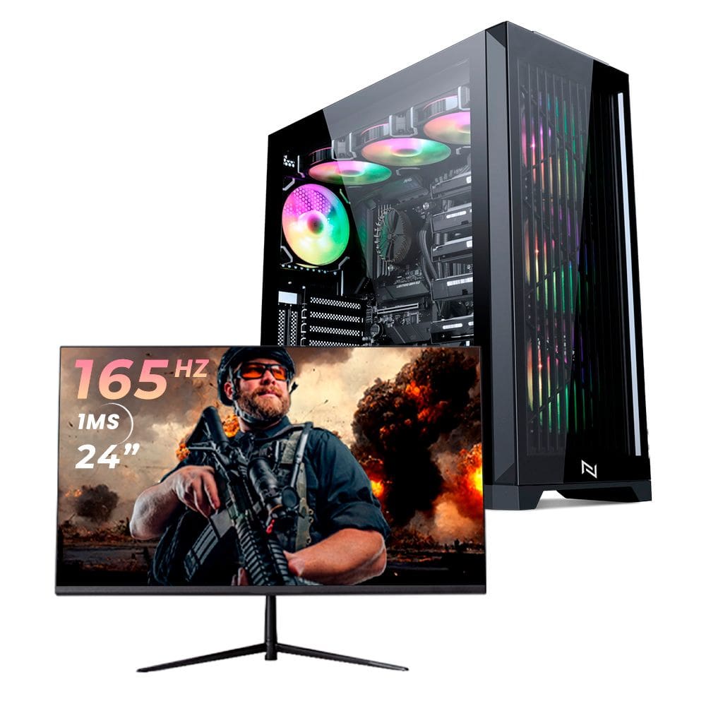 Pc Gamer Completo Black Myth High Ryzen 7 5700G, 32GB 3200Mhz, (RTX 4060), SSD 480GB M.2, 600W 80 Plus, Monitor 24 165Hz, Neologic - NLI87930