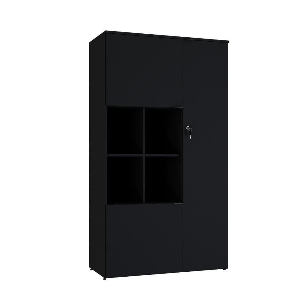 Armário Alto Com nicho E 03 Portas 161,5x90x42cm Wlan90 Preto ônix