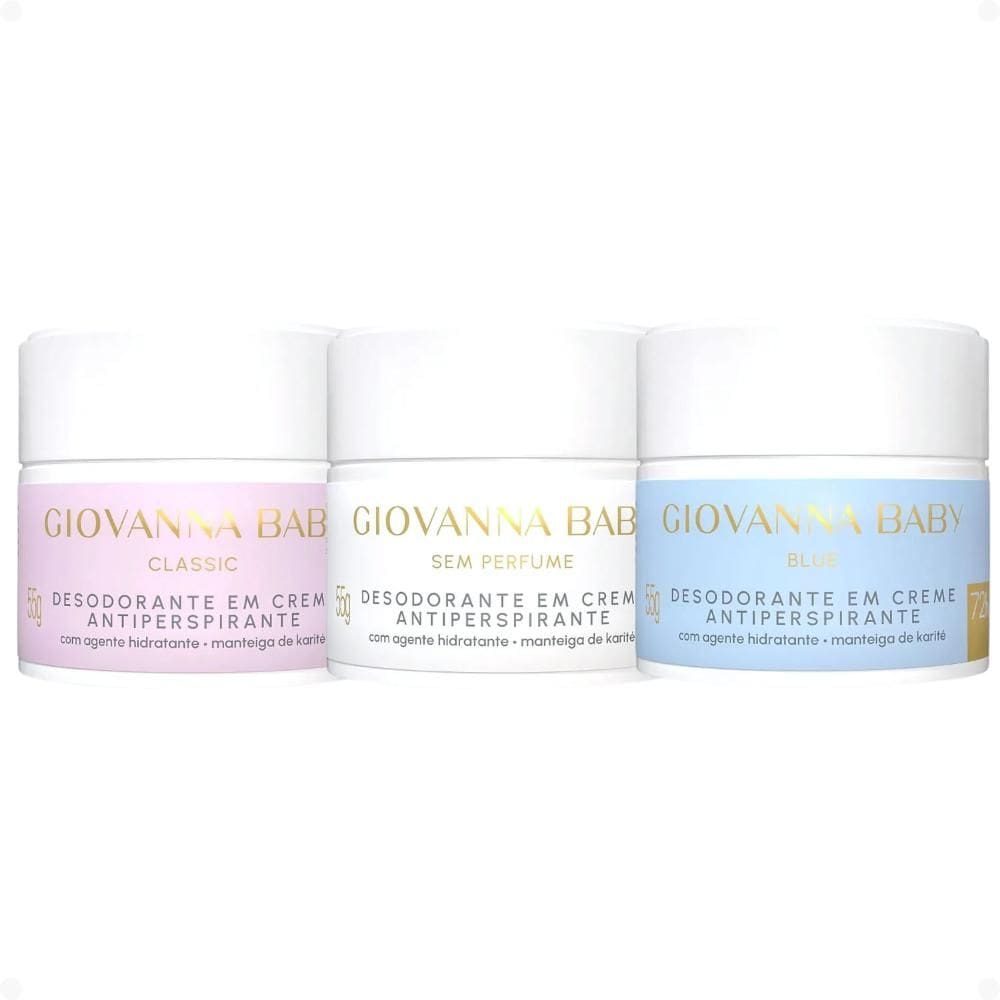 Kit Giovanna Baby: 3 Desodorantes em Creme Antiperspirante 55g