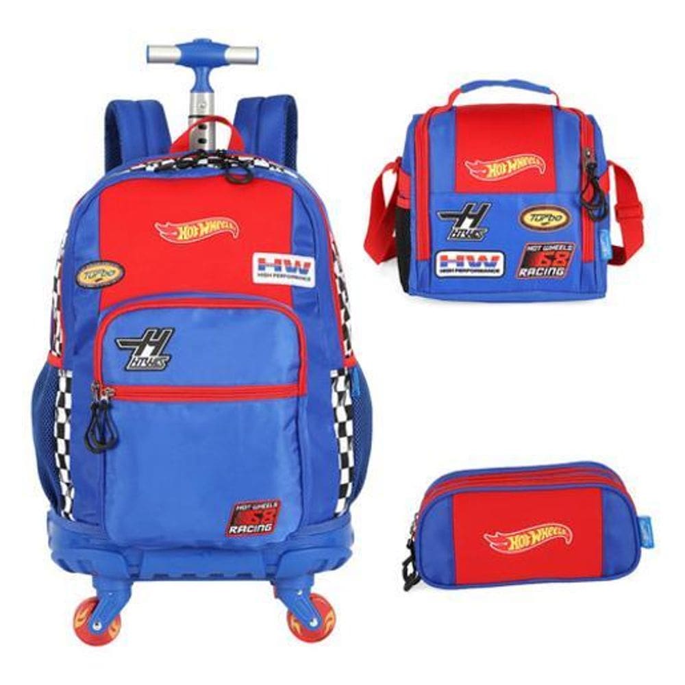 Kit Mochila Rodinhas 360 Porta Notebook  Hot Wheels