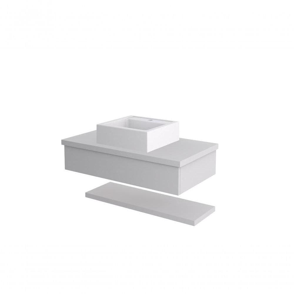 Conjunto Bancada C-cuba Q39 E Prateleira Metrópole 805 Perffect Acetinado Branco Chess