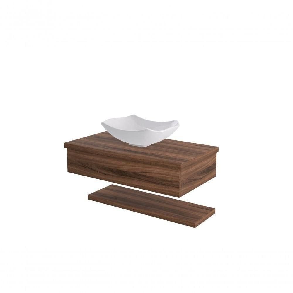Conjunto Bancada C-cuba L42 E Prateleira Metrópole 805 Carvalho Dark Nogal
