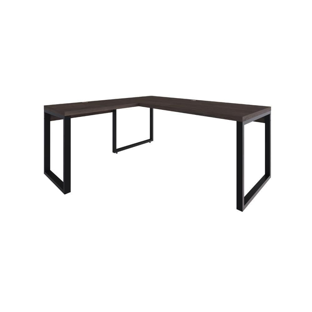 Mesa Em L Presidente 190x160x75cm Yon Terracota Estante Preta