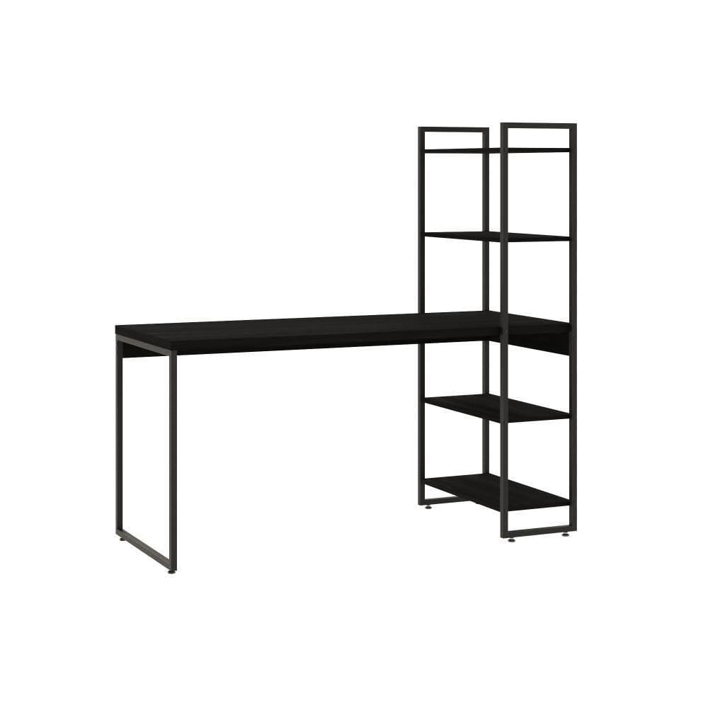 Mesa C/estante Alta 150x64x147cm Com 04 Prateleiras Preto ônix /
