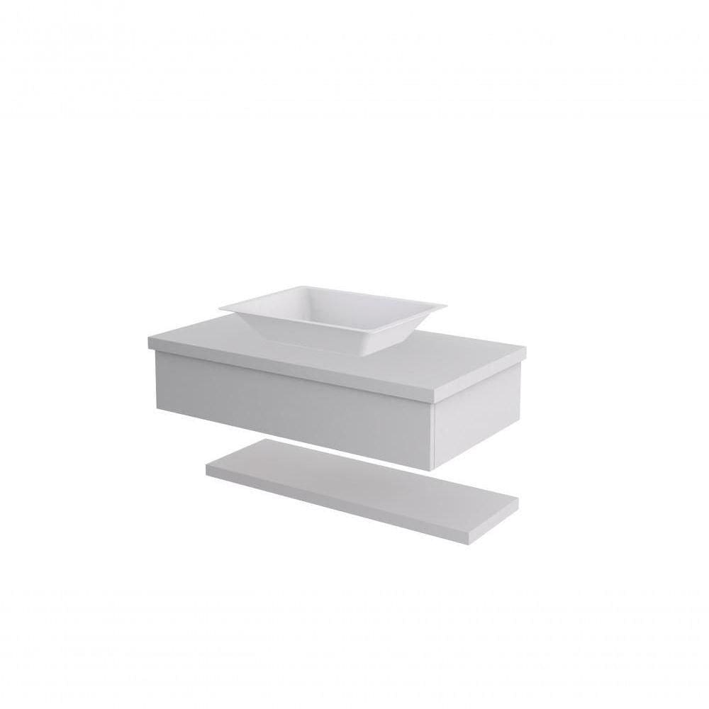 Conjunto Bancada C-cuba Messina E Prateleira Metrópole 805 Perffect Acetinado Branco Chess
