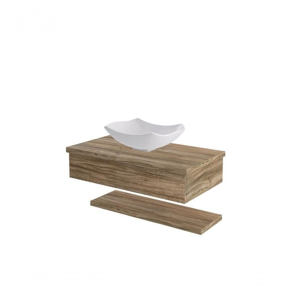 Conjunto Bancada C-cuba L42 E Prateleira Metrópole 805 Branco Chess Carvalho