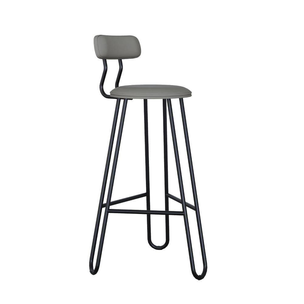 Conjunto 4 Banquetas Alta Ginger Com Encosto Courino Venus Cinza