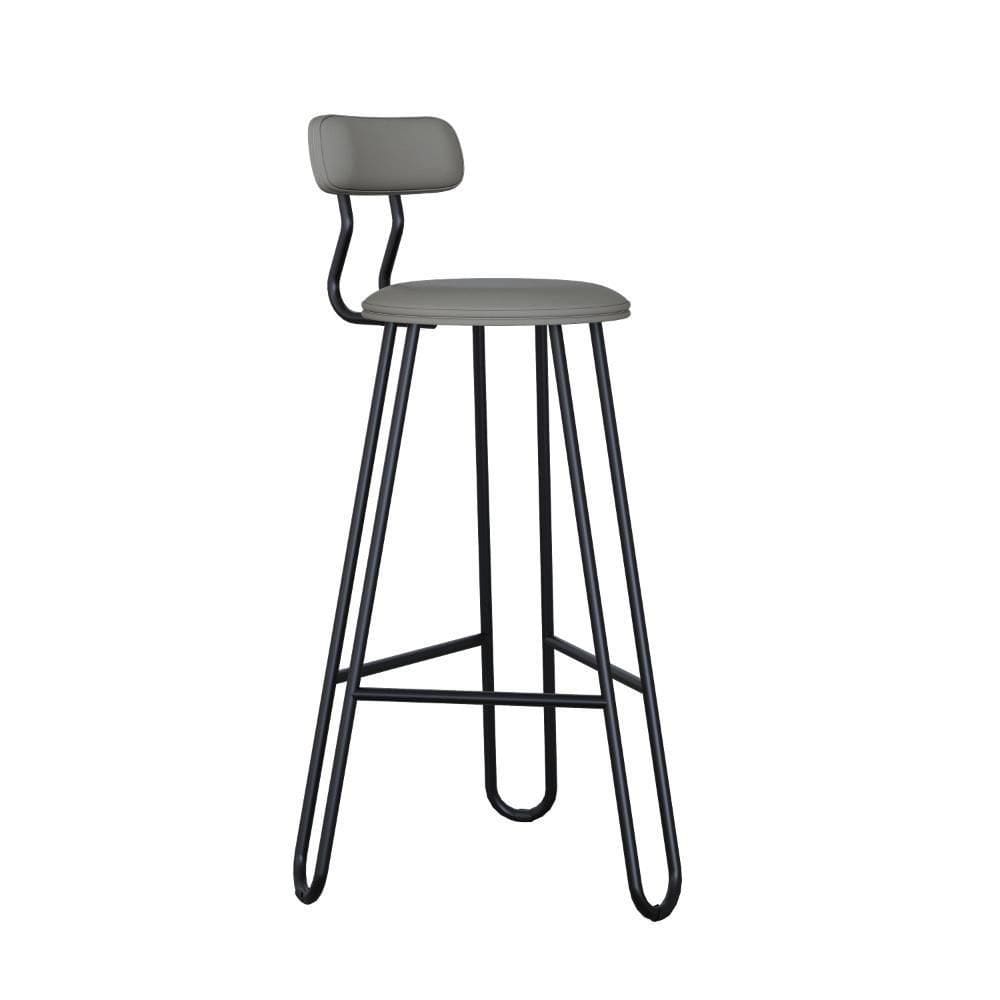 Banqueta Alta Ginger Com Encosto Courino Venus Cinza