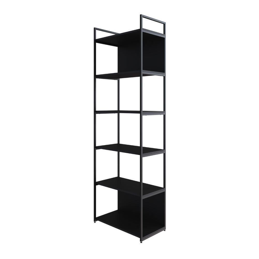Estante Alta C/06 Prateleiras 185x60x33cm C/fundo Yon Preto Tx/ Preto Tx/