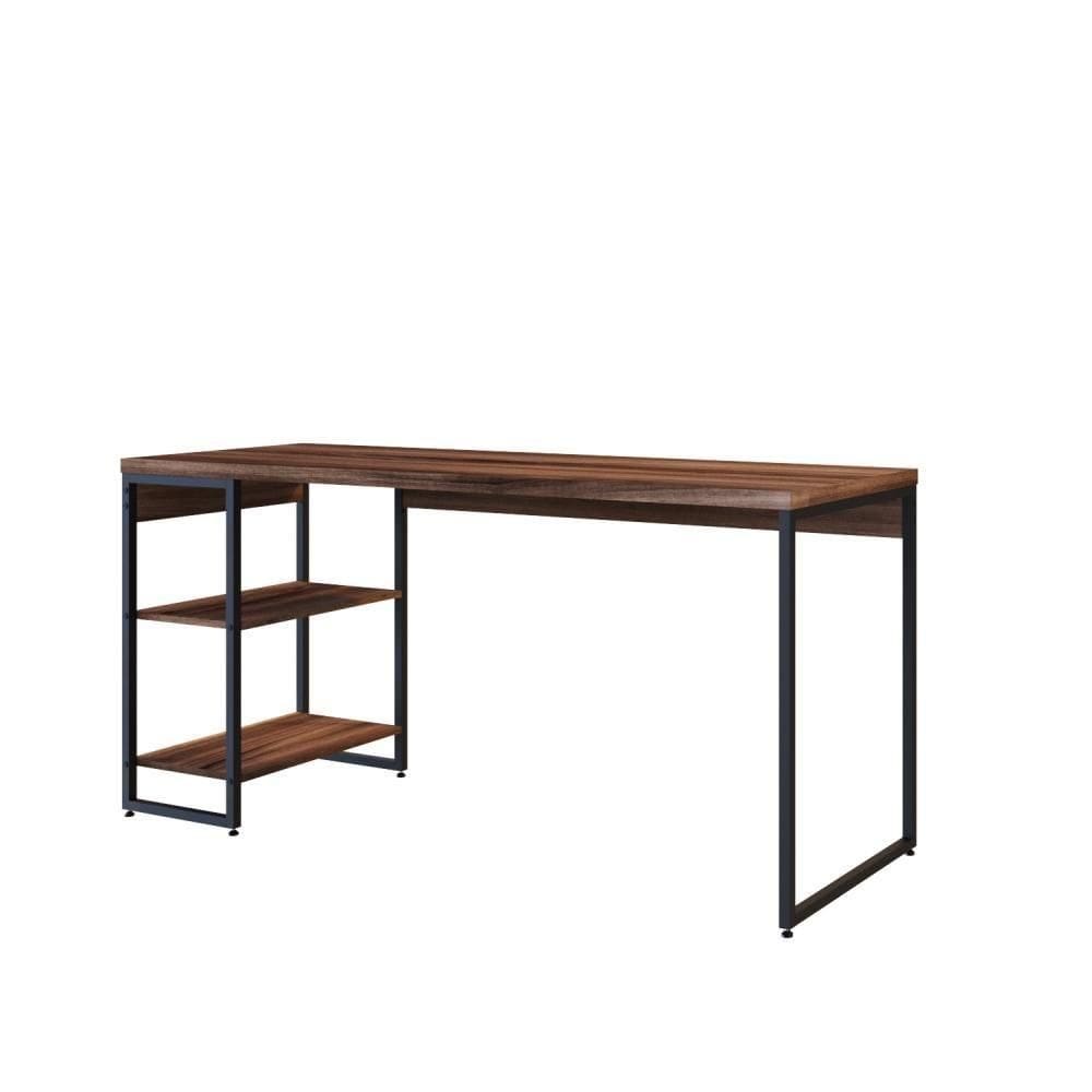 Mesa C/estante Baixa 150x64x75cm Com 02 Prateleiras Nogal /