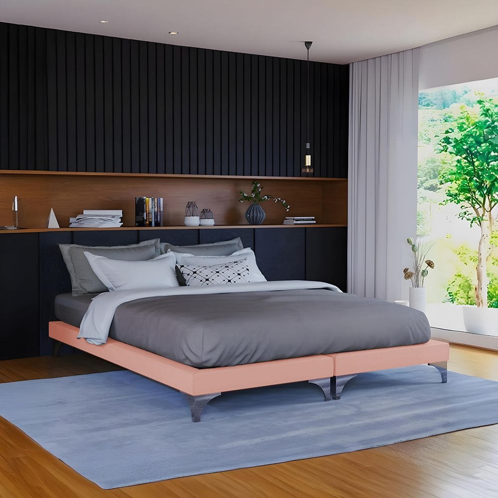 Cama Montessoriana Adulto Oriental Premium Casal Veludo Rose