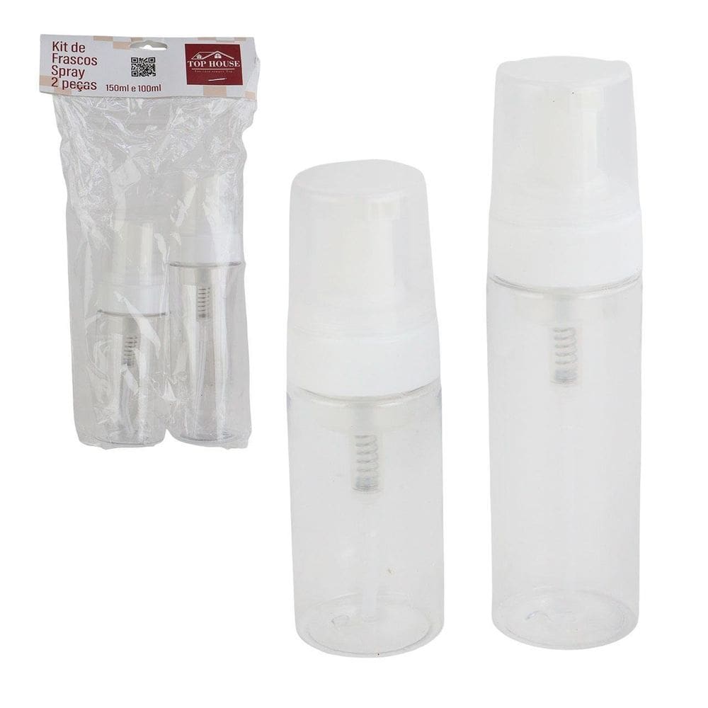 Frasco Spray Pump de Plástico 2 Peças 100ml/150ml - Tudo em Caixa