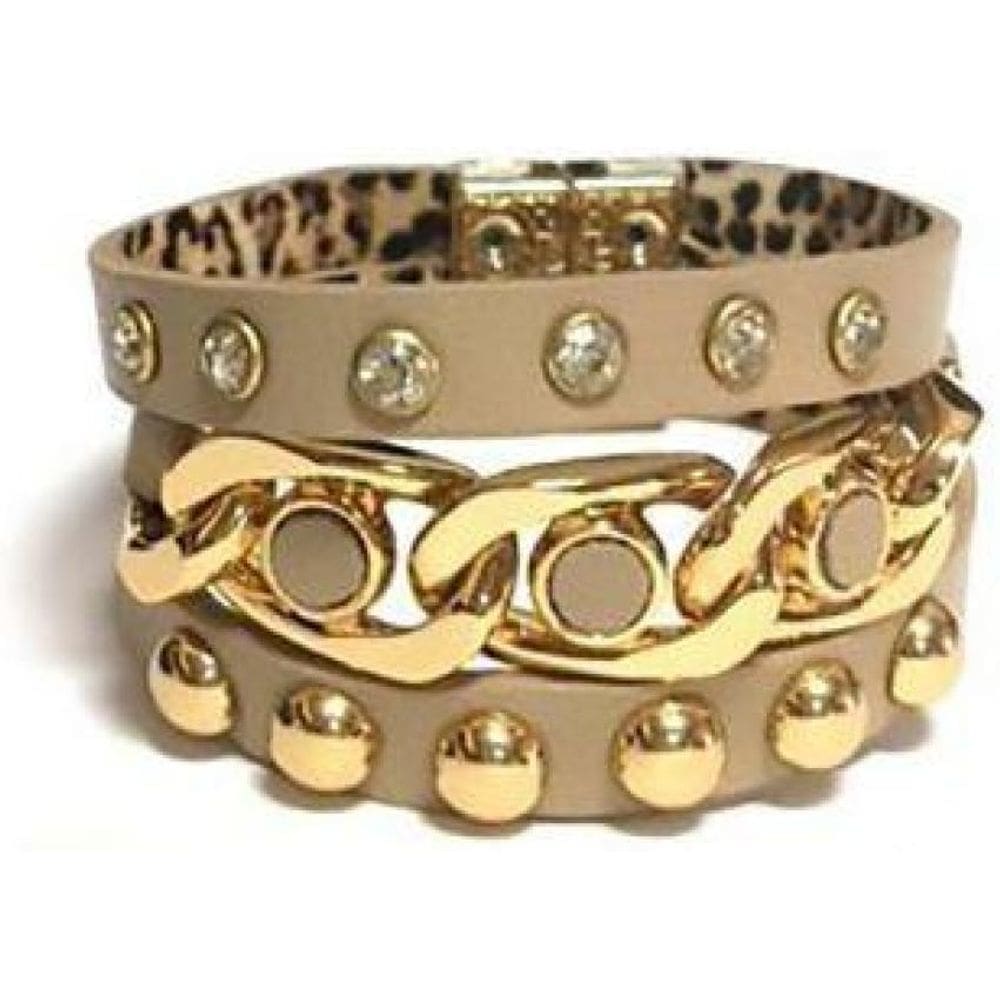 Pulseira Armazem Rr Bijoux Couro Bege