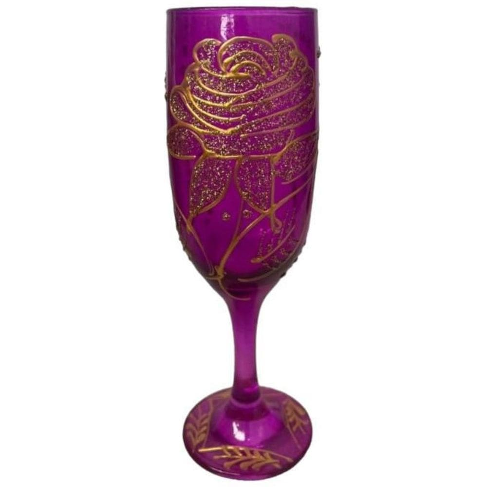 Taça Pomba Gira Roxa Rosa Cristal Gallant Luxo 150Ml - Vidro