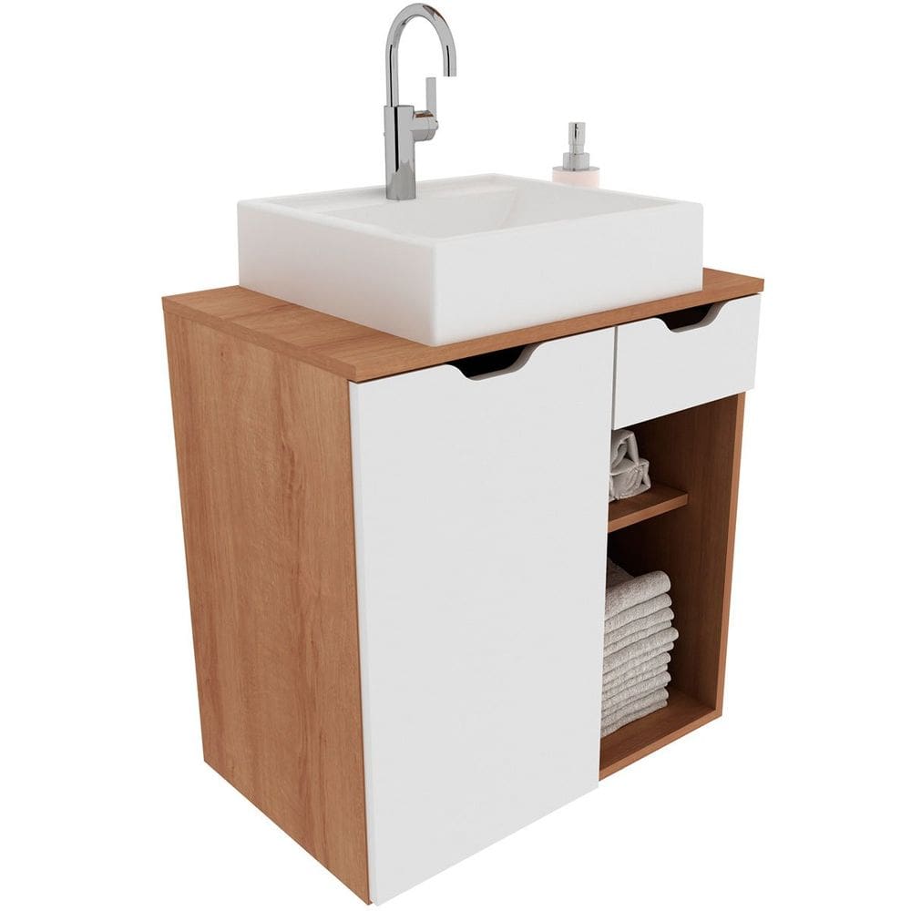 Gabinete de Banheiro 60 cm 1 Porta com Cuba Romana