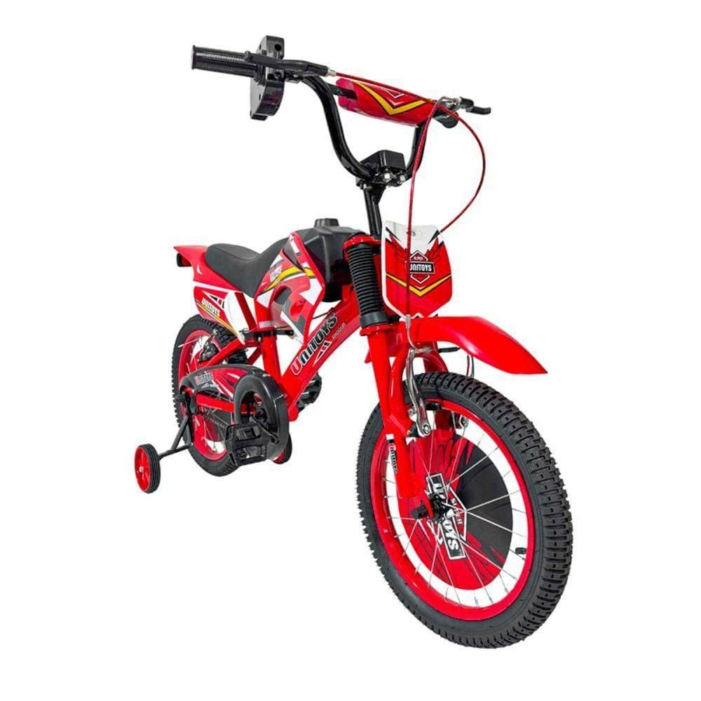 Bicicleta Infantil Aro 16 Moto Cross Vermelha Rodinhas Sport