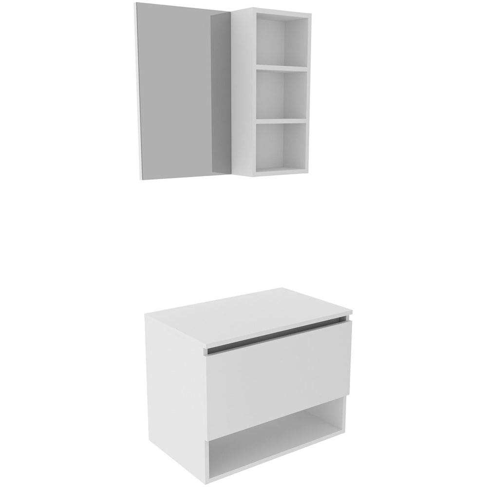 Kit Gabinete e Espelheira de Banheiro 60 cm Valente