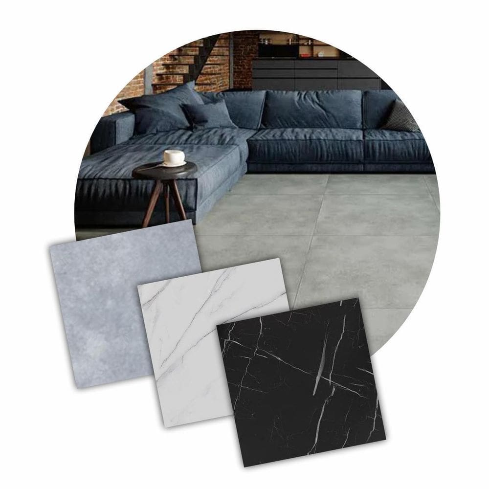 Piso Vinilico Autocolante 2 Placas 46X46 - Cimento Cinza