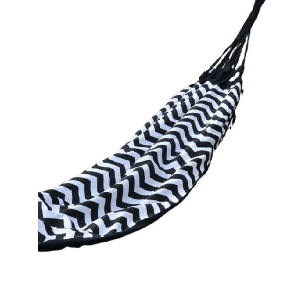 Rede De Algodão Forrada Semi Impermeável - Chevron Preto