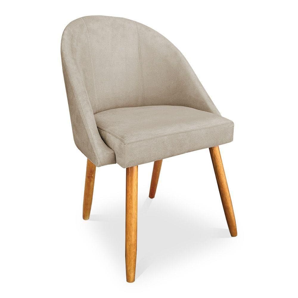 Cadeira De Jantar Bela Veludo Pés Palito Castanho - Pallazio Cor Bege