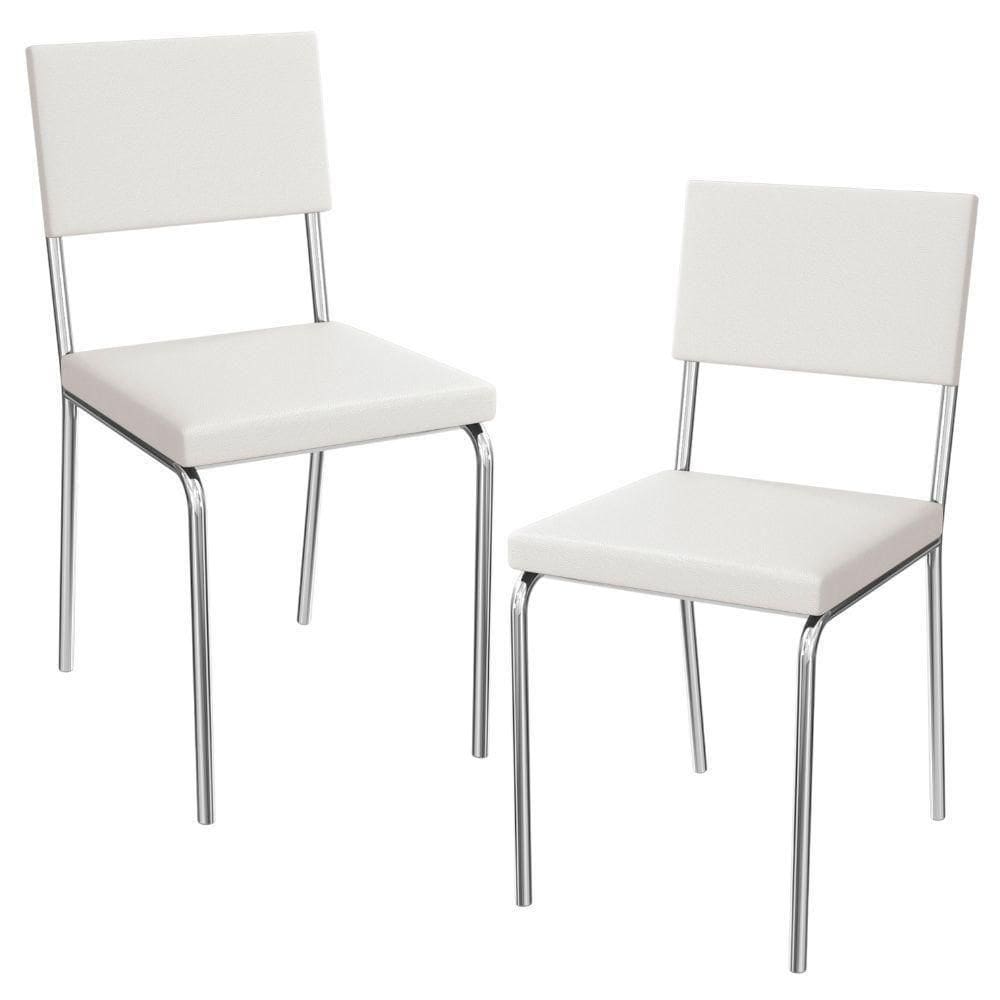 Kit 2 Cadeiras Cromada Sala Jantar 2c128cr Corino Kappesberg Branco