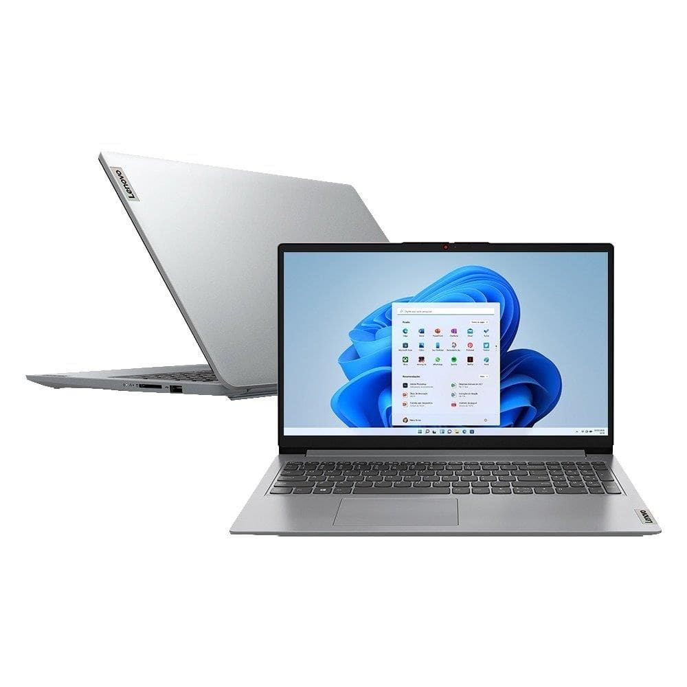 Notebook Lenovo IdeaPad 1 15IAU7 82VY000QBR - Tela de 15.6” Intel Core i5-1235U SSD 512GB 8GB Windows 11 Cinza