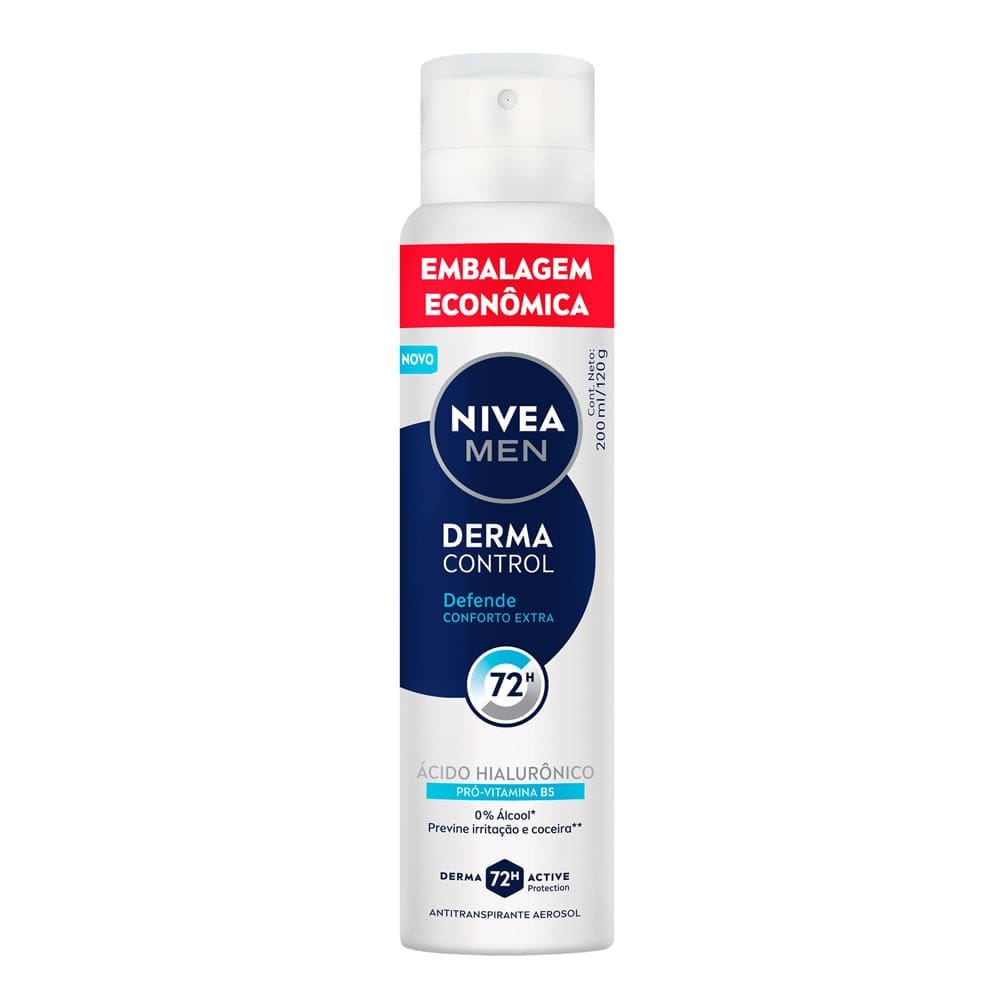 Desodorante Nivea Men Derma Control Defende Aerossol 72h Antitranspirante Embalagem Econômica 200ml