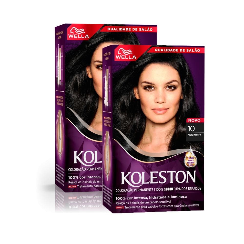 Kit 2 Tintura Creme Koleston Wella Noites Iluminadas Preto Infinito 10