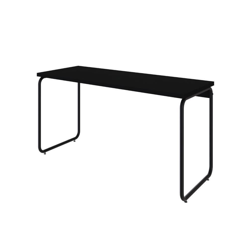 Mesa Office 135x60x75cm Round Preto ônix - Preto ônix -