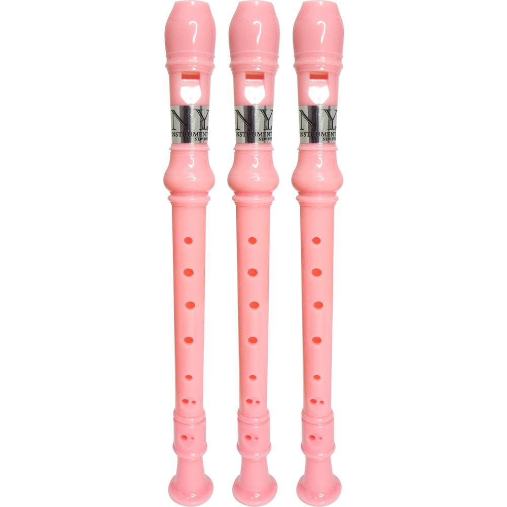Kit 3 Flautas Doce Germânica Rosa Claro FL 20G New York