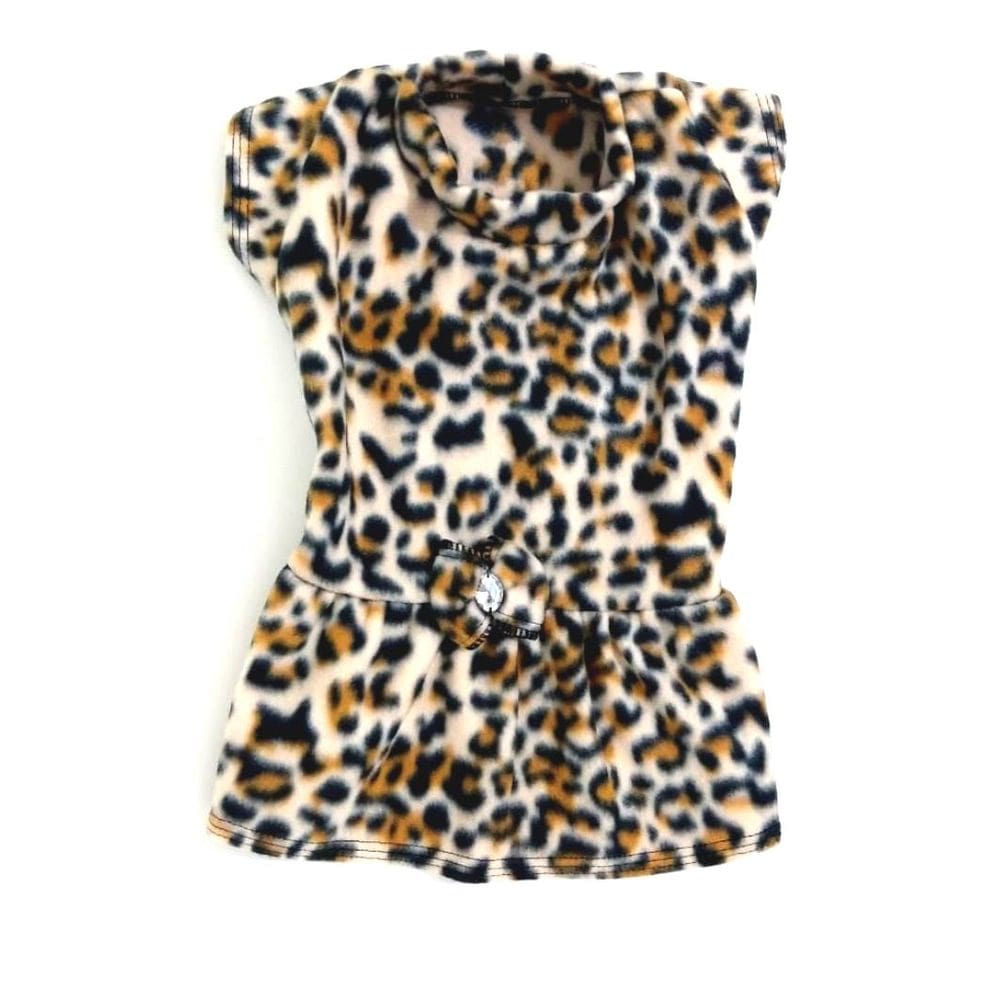 Vestido De Inverno Soft Para Cães Estampa Onça Tamanho Gg