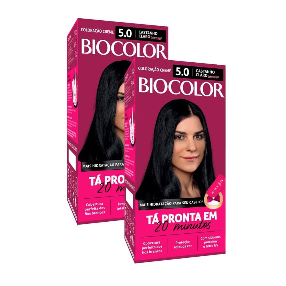 Kit 2 Tinta de Cabelo Biocolor Mini Kit Castanho Claro Luxuoso 5.0
