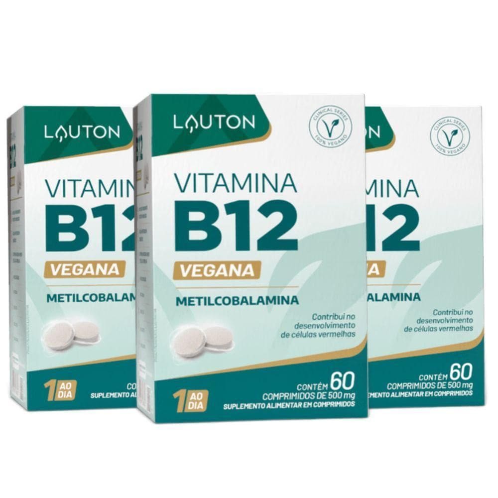 Kit 3X Vitamina B12 Metilcobalamina 9,94Mcg 60 Tab - Lauton