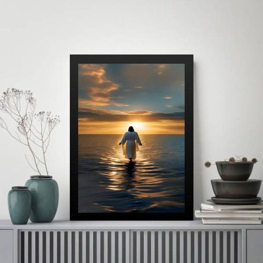 Quadro Decorativo Jesus Sobre As Águas 33X24Cm