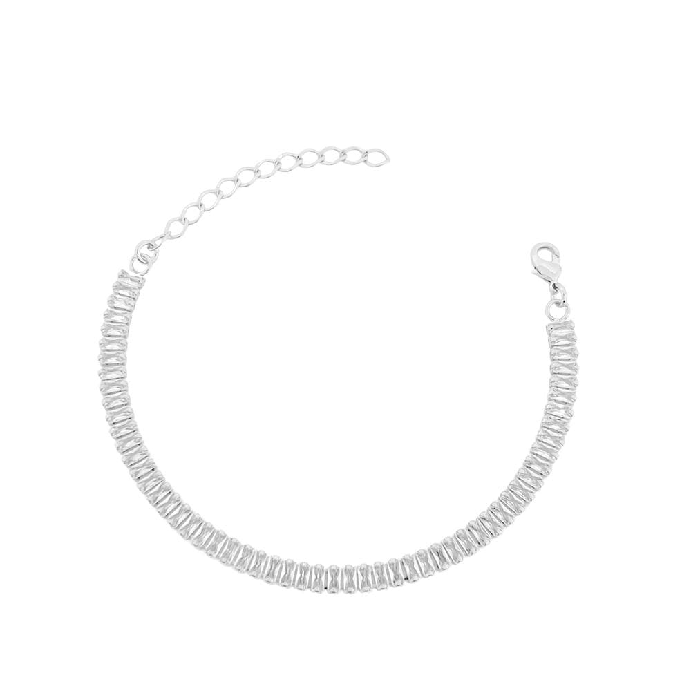 Pulseira Riviera Navetes Cristais Banhada a Prata