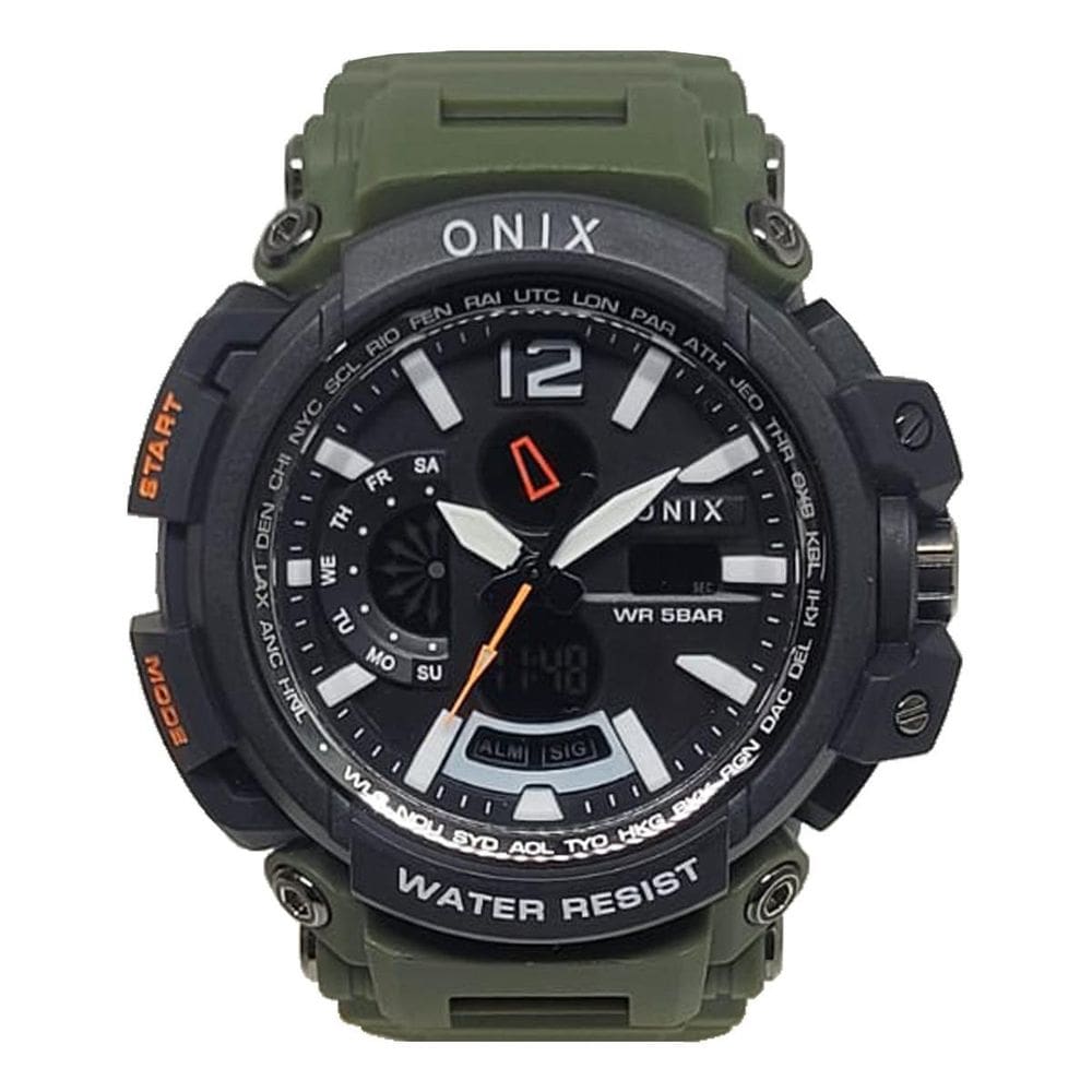 Relógio Masculino Onix Anadigi Ox124 Verde E Preto
