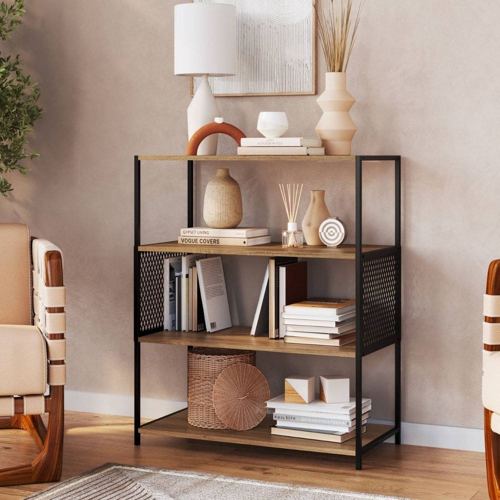 Estante Industrial p/ Sala Escritório Livro Decorativa Preta