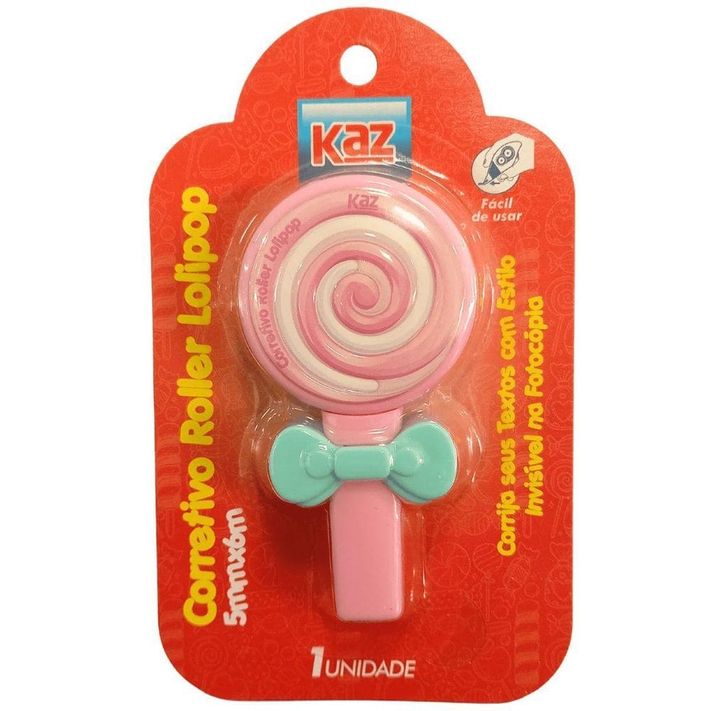 Corretivo Roller Lolipop - 5Mmx6M - Rosa - Kz827Am - Kaz