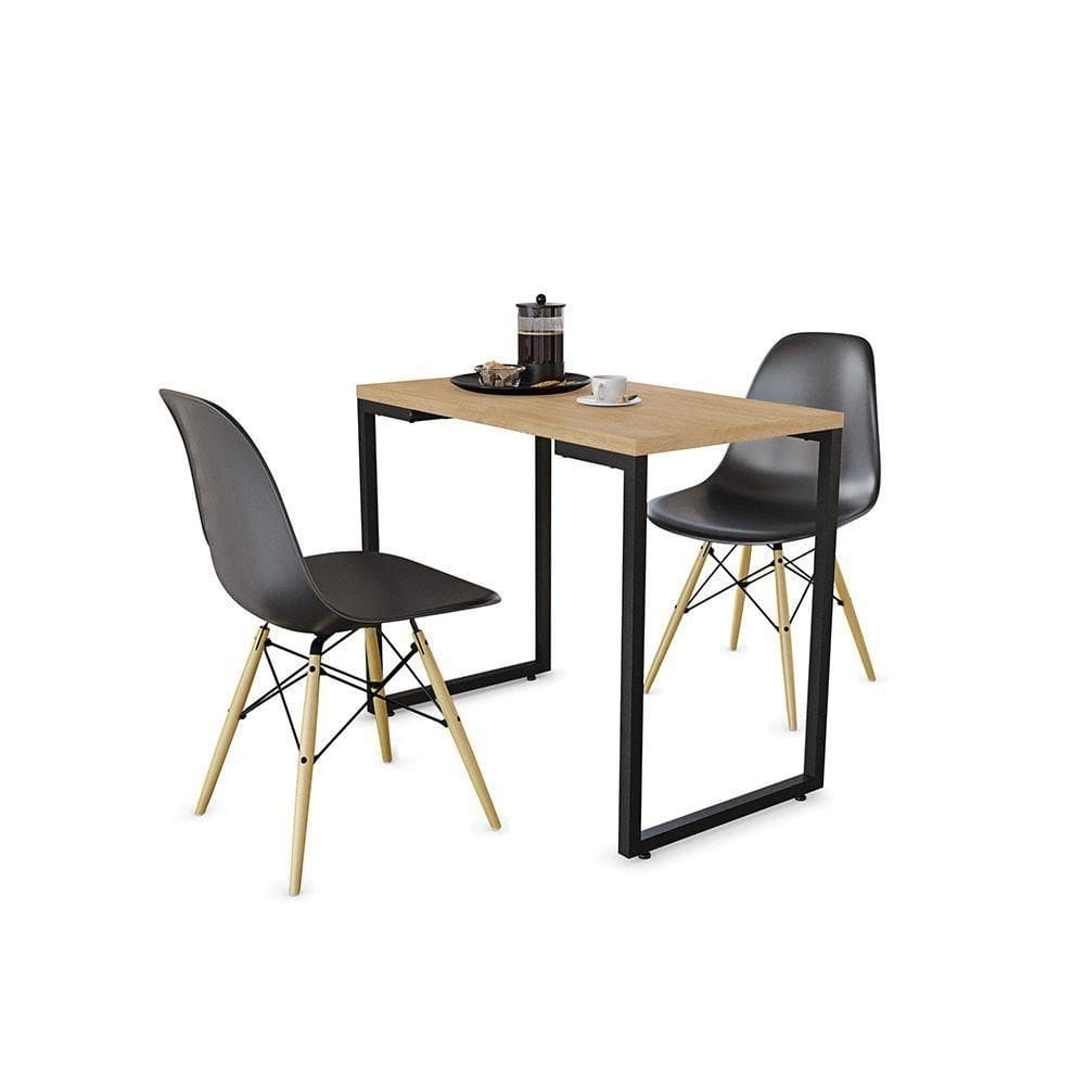 Mesa Multiuso 90 Cm Com 02 Cadeiras Eiffel Preto